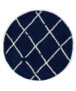 Tapis poils longs Rond losange Artisan - bleu foncé/blanc - overzicht, thumbnail