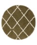 Tapis poils longs Rond losange Artisan - vert olive/blanc - overzicht, thumbnail