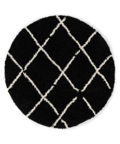 Tapis poils longs Rond losange Habitat - noir/blanc - overzicht