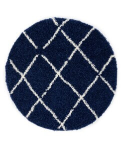 Tapis poils longs Rond losange Habitat - bleu foncé/blanc - overzicht