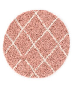 Tapis poils longs Rond losange Habitat - rose/blanc - overzicht