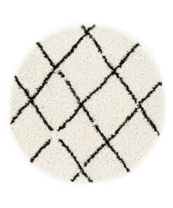 Tapis poils longs Rond losange Habitat - blanc/noir - overzicht