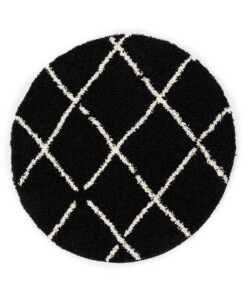 Tapis poils longs Rond losange Habitat - noir/blanc - overzicht