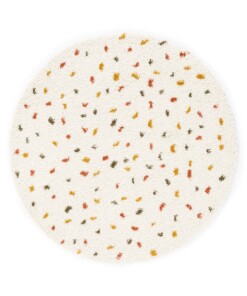 Tapis poils longs Rond à pois Artisan - blanc/Multicolore - overzicht