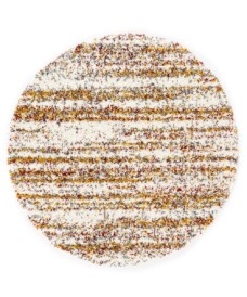 Tapis poils longs Rond rayé Artisan - blanc/Multicolore - overzicht, thumbnail Tapis poils longs Rond rayé Artisan - blanc/Multicolore - overzicht, thumbnail