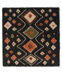 Tapis bohème Carré poils longs Artisan - Anthracite/Multicolore - overzicht