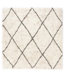 Tapis Carré poils longs losange Artisan - blanc/gris - overzicht, thumbnail