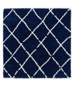 Tapis poils longs Carré losange Artisan - bleu foncé/blanc - overzicht
