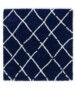 Tapis poils longs Carré losange Artisan - bleu foncé/blanc - overzicht, thumbnail