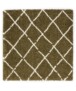 Tapis poils longs Carré losange Artisan - vert olive/blanc - overzicht, thumbnail