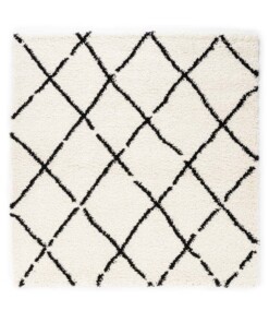 Tapis poils longs Carré losange Artisan - blanc/noir - overzicht