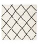 Tapis poils longs Carré losange Artisan - blanc/noir - overzicht, thumbnail