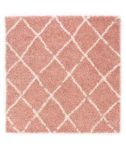Tapis poils longs Carré losange Habitat - rose/blanc - overzicht