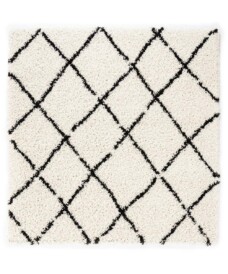 Tapis poils longs Carré losange Habitat - blanc/noir - overzicht, thumbnail