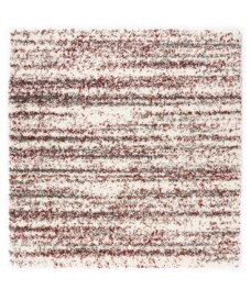 Tapis poils longs Carré rayé Artisan - gris/rouge - overzicht, thumbnail