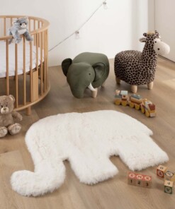 Tapis enfant moelleux Éléphant - Fluffy blanc - sfeer