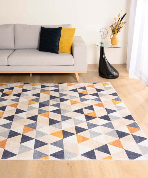 Tapis Géométrique lavable - Moderna bleu/jaune - sfeer