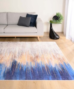 Tapis Moderne lavable - Moderna or/bleu - sfeer