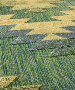 Tapis d'extérieur losange Aztek - Verano bleu/vert