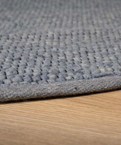 Tapis ovale en laine - Lett bleu acier - close up, thumbnail Tapis ovale en laine - Lett bleu acier - close up, thumbnail