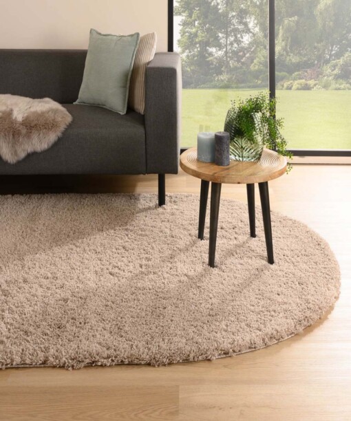 Tapis ovale poils longs - Cozy Shaggy beige - sfeer