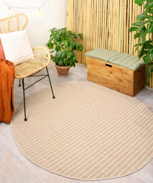 Tapis d'extérieur Rond Sunny - beige - sfeer