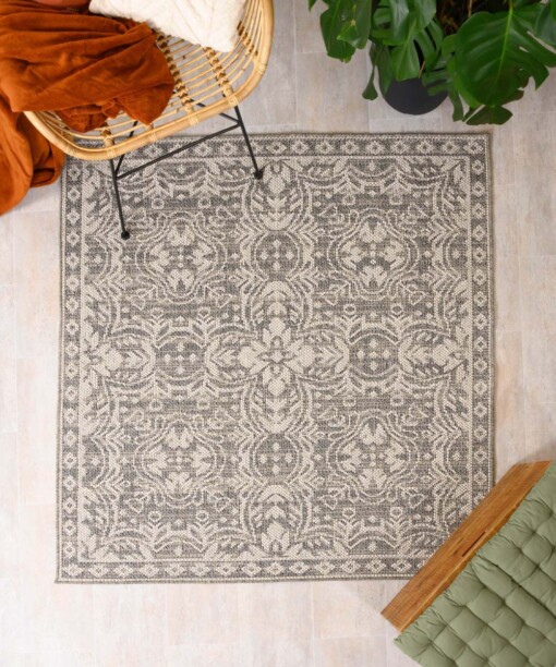 Tapis d'extérieur Carré Sunny oriental - gris - overzicht sfeer