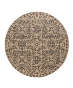 Tapis d'extérieur Rond Sunny oriental - beige/noir - overzicht boven, thumbnail Tapis d'extérieur Rond Sunny oriental - beige/noir - overzicht boven, thumbnail
