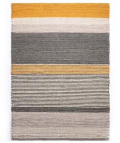 Tapis en laine Lett rayé - jaune moutarde/gris - overzicht