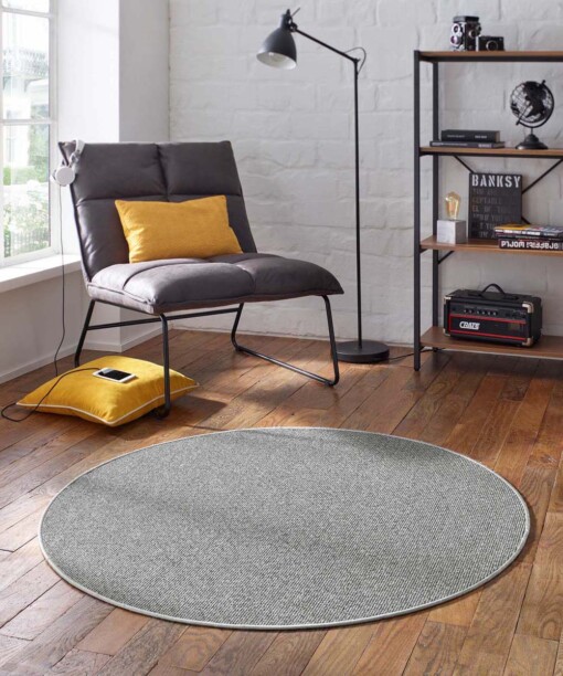 Tapis bouclé Rond - Fleur gris - sfeer