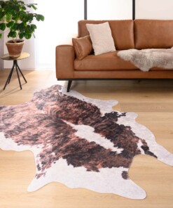 Tapis en peau de vache - Happy Cow Fur marron/blanc - sfeer, thumbnail