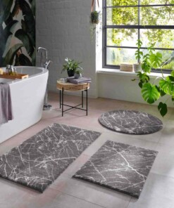 Tapis lavable Rond aspect marbre - Chloé gris/blanc - sfeer, thumbnail