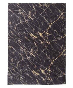 Tapis lavable aspect marbre - Chloé noir/or - overzicht boven