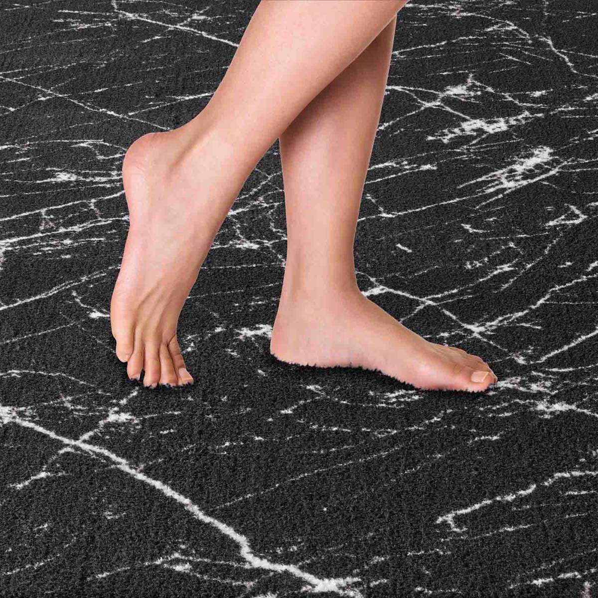 Tapis lavable aspect marbre - Chloé noir/blanc Tapis lavable aspect marbre - Chloé noir/blanc