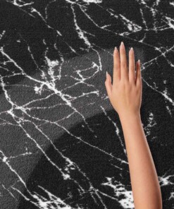 Tapis lavable aspect marbre - Chloé noir/blanc Tapis lavable aspect marbre - Chloé noir/blanc
