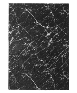 Tapis lavable aspect marbre - Chloé noir/blanc - overzicht boven