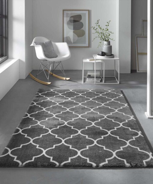 Tapis lavable - Trellis gris foncé/blanc - sfeer