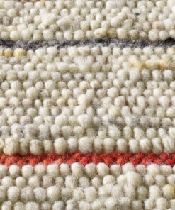 Tapis en laine rayé - Jarl Crème/rouge - close up materiaal, thumbnail Tapis en laine rayé - Jarl Crème/rouge - close up materiaal, thumbnail