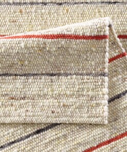 Tapis en laine rayé - Jarl Crème/rouge - close up vouw, thumbnail Tapis en laine rayé - Jarl Crème/rouge - close up vouw, thumbnail