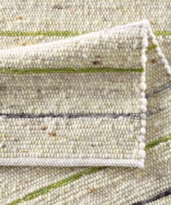 Tapis laine rayé - Jarl Crème/vert - close up vouw, thumbnail Tapis laine rayé - Jarl Crème/vert - close up vouw, thumbnail
