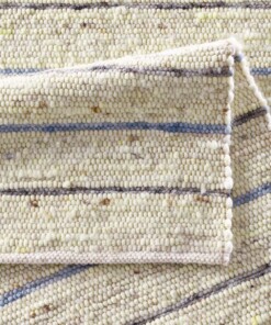 Tapis laine rayé - Jarl Crème/bleu - close up vouw, thumbnail Tapis laine rayé - Jarl Crème/bleu - close up vouw, thumbnail