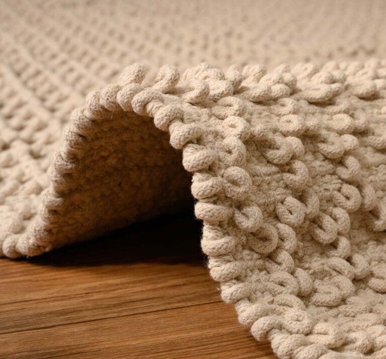 Katoen vloerkleed geometrisch – Nordland ivoor rand