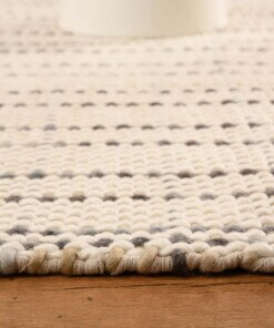 Tapis en laine - Verdal Crème/gris - close up zijkant, thumbnail Tapis en laine - Verdal Crème/gris - close up zijkant, thumbnail