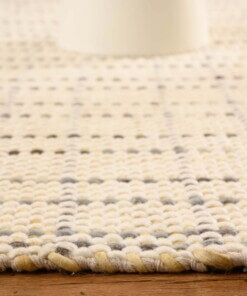 Tapis en laine - Verdal Crème/vert - close up zijkant, thumbnail Tapis en laine - Verdal Crème/vert - close up zijkant, thumbnail