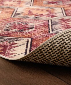 Tapis bohème lavable - Moderna rouge - close up vouw, thumbnail Tapis bohème lavable - Moderna rouge - close up vouw, thumbnail
