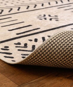 Tapis bohème lavable - Moderna blanc/noir - close up vouw, thumbnail Tapis bohème lavable - Moderna blanc/noir - close up vouw, thumbnail