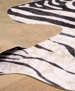 Tapis peau de zèbre - Happy Zèbre noir/blanc - close up vouw, thumbnail