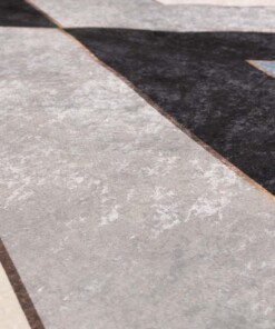 Tapis Géométrique lavable - Moderna bleu/gris - close up materiaal, thumbnail