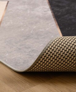 Tapis Géométrique lavable - Moderna bleu/gris - close up vouw, thumbnail