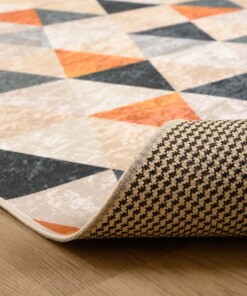 Tapis Géométrique lavable - Moderna vert/jaune - close up vouw, thumbnail